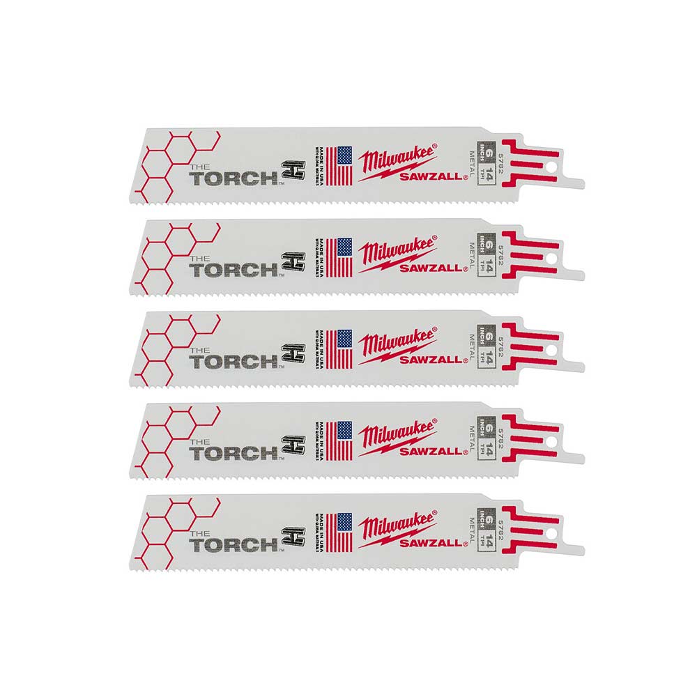 Milwaukee 48-00-5782 SAWZALL THE TORCH 6in 14 TPI Metal Demolition Blades - 5pk
