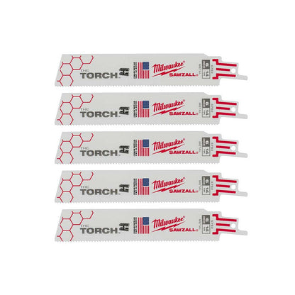 Milwaukee 48-00-5782 SAWZALL THE TORCH 6in 14 TPI Metal Demolition Blades - 5pk