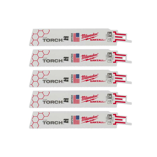 Milwaukee 48-00-5782 SAWZALL THE TORCH 6in 14 TPI Metal Demolition Blades - 5pk
