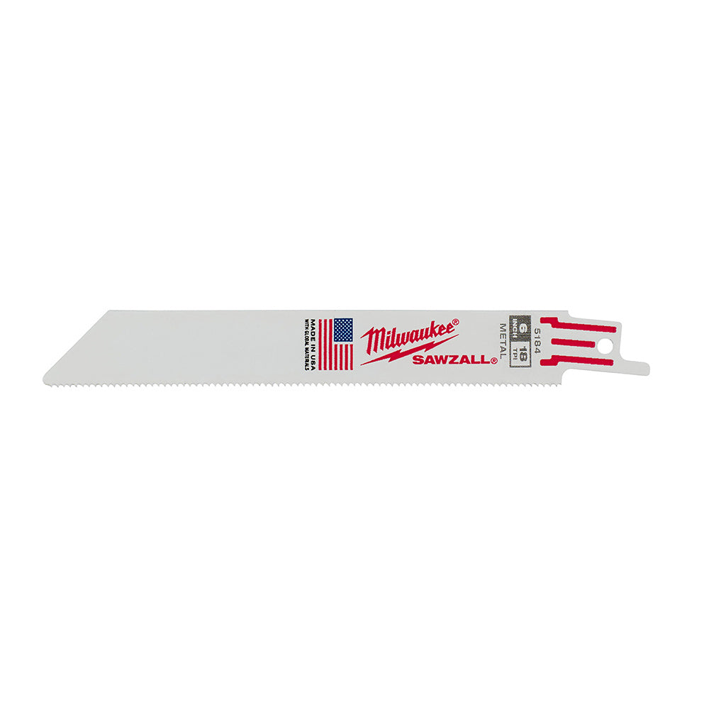 Milwaukee 48-00-8184 SAWZALL 6in 18 TPI Metal Cutting Blades - 25pk