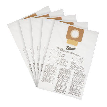 Milwaukee 49-90-1979 6 Gallon Wet/Dry Vacuum Fleece Dust Bags - 5pk