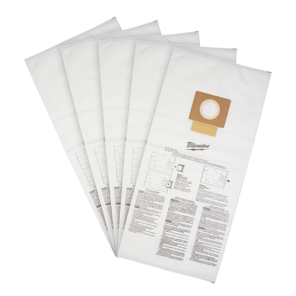 Milwaukee 49-90-1999 12 Gallon Wet/Dry Vacuum Fleece Dust Bags - 5pk