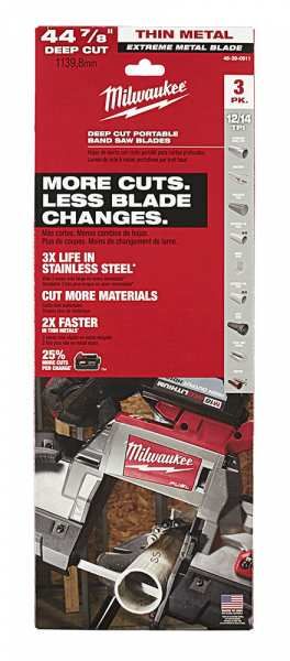 Milwaukee 48-39-0611 44-7/8 in. 12/14 TPI Deep Cut Portable Extreme Thin Metal Cutting Band Saw Blade - 3 Pack