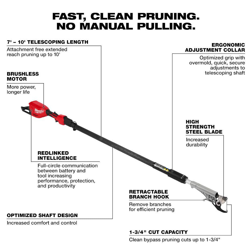 Milwaukee 3008-20 M18 FUEL Cordless Brushless Telescoping Pole Pruning Shears (Tool Only)