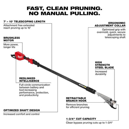 Milwaukee 3008-20 M18 FUEL Cordless Brushless Telescoping Pole Pruning Shears (Tool Only)