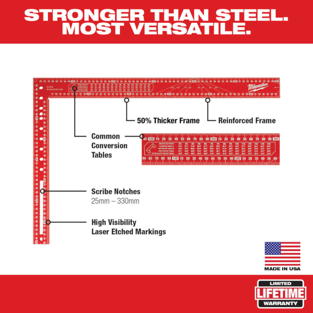 Milwaukee SQ124 400mm x 600mm Metric Aluminum Framing Square