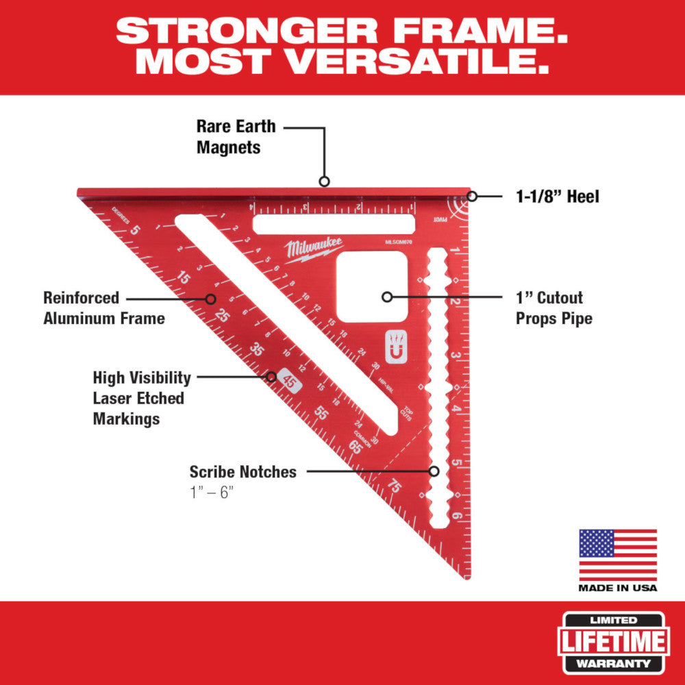Milwaukee SQM070 7in Magnetic SAE Rafter Square