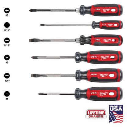 Milwaukee MT200-6 6pc Cushion Grip Assorted Screwdriver Set