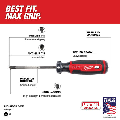 Milwaukee MT202 Cushion Grip 4in x #2 Phillips Screwdriver