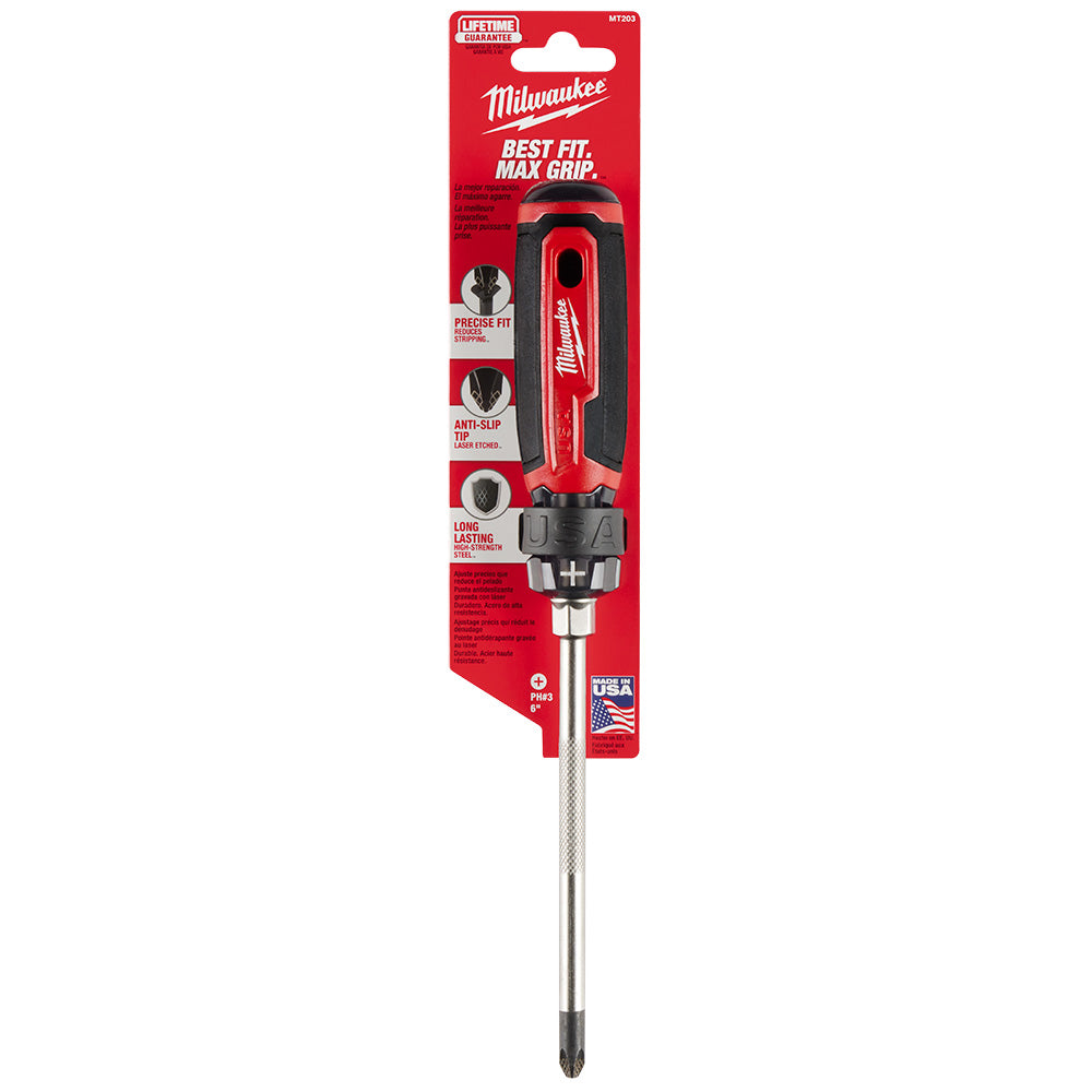 Milwaukee MT203 Cushion Grip 6in x #3 Phillips Screwdriver