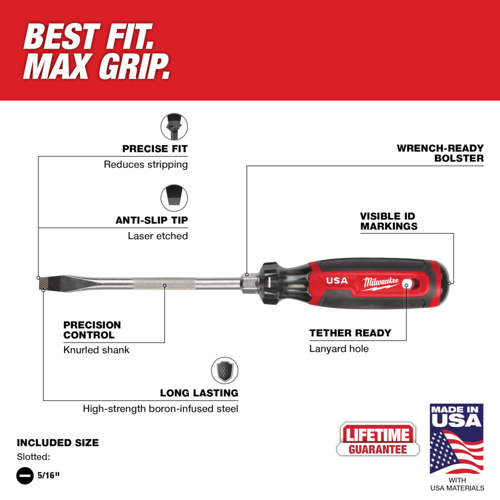 Milwaukee MT207 Cushion Grip 6in x 5/16in Slotted Screwdriver