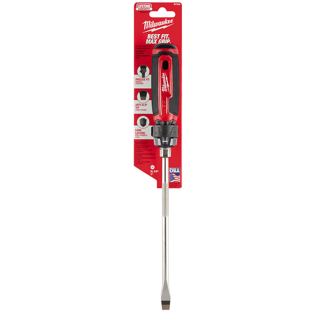 Milwaukee MT209 Cushion Grip 8in x 3/8in Slotted Screwdriver