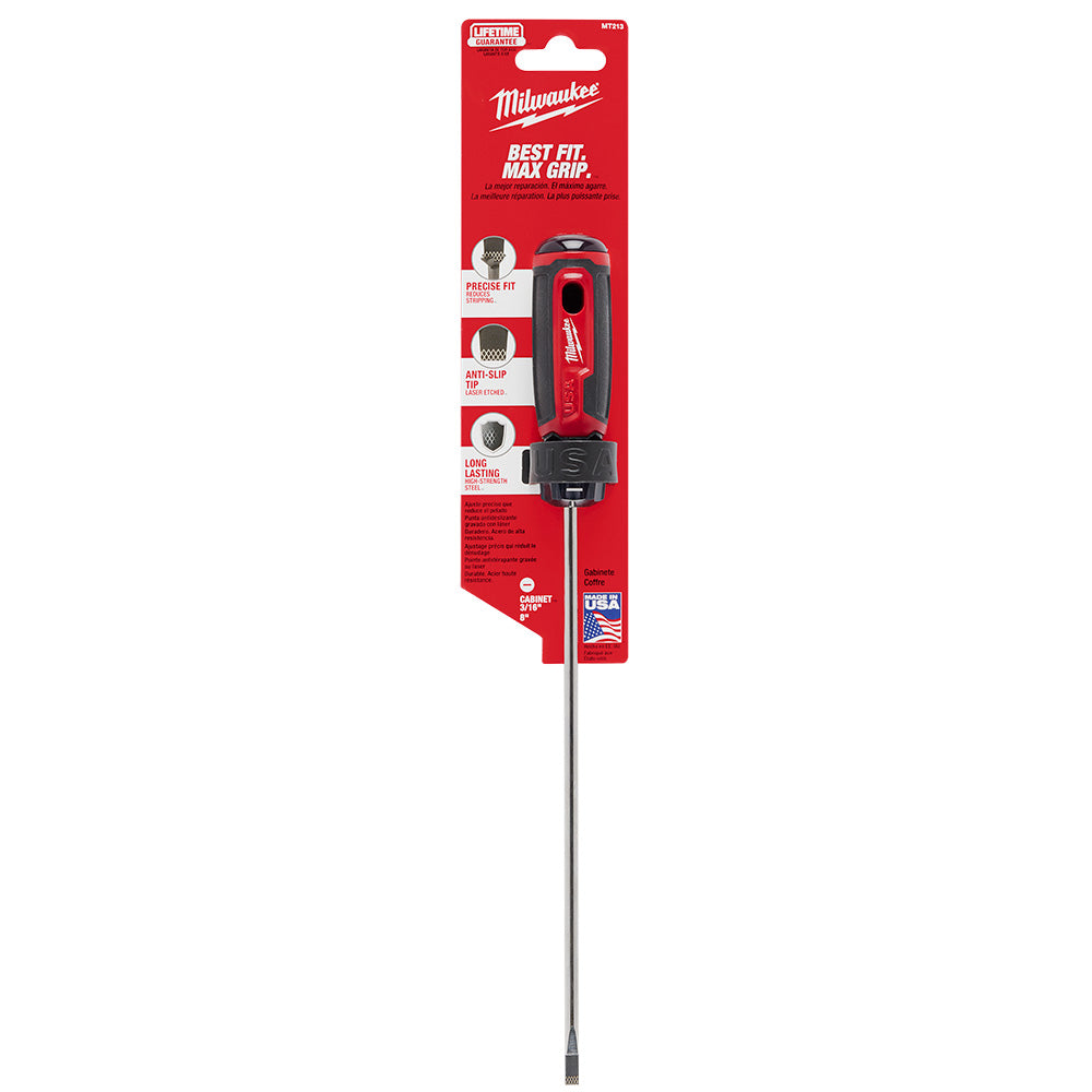 Milwaukee MT213 Cushion Grip 8in x 3/16in Cabinet Screwdriver