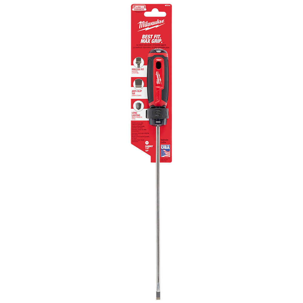 Milwaukee MT214 Cushion Grip 10in x 1/4in Cabinet Screwdriver