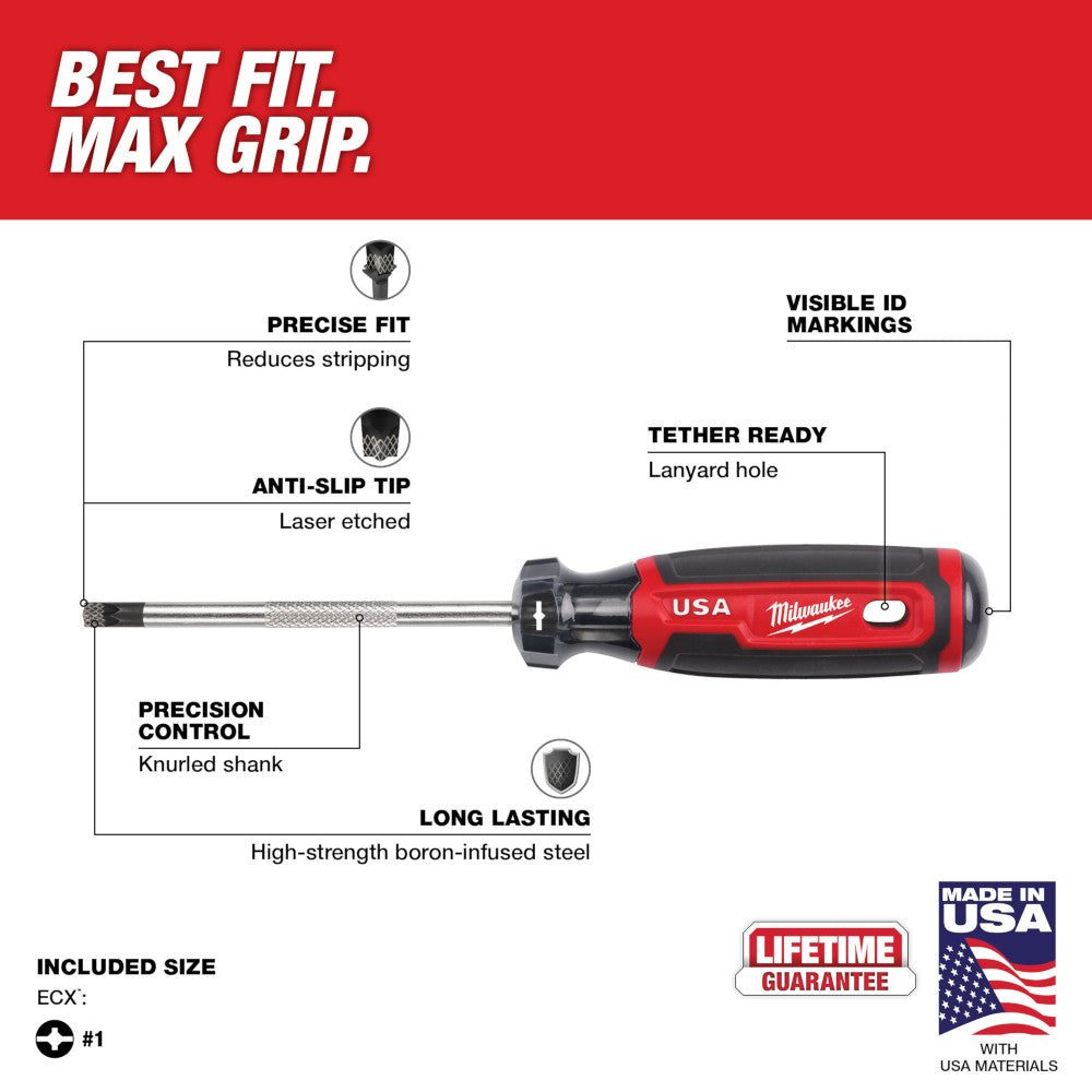 Milwaukee MT215 Cushion Grip 4in x #1 ECX Screwdriver
