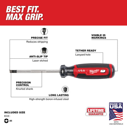 Milwaukee MT215 Cushion Grip 4in x #1 ECX Screwdriver
