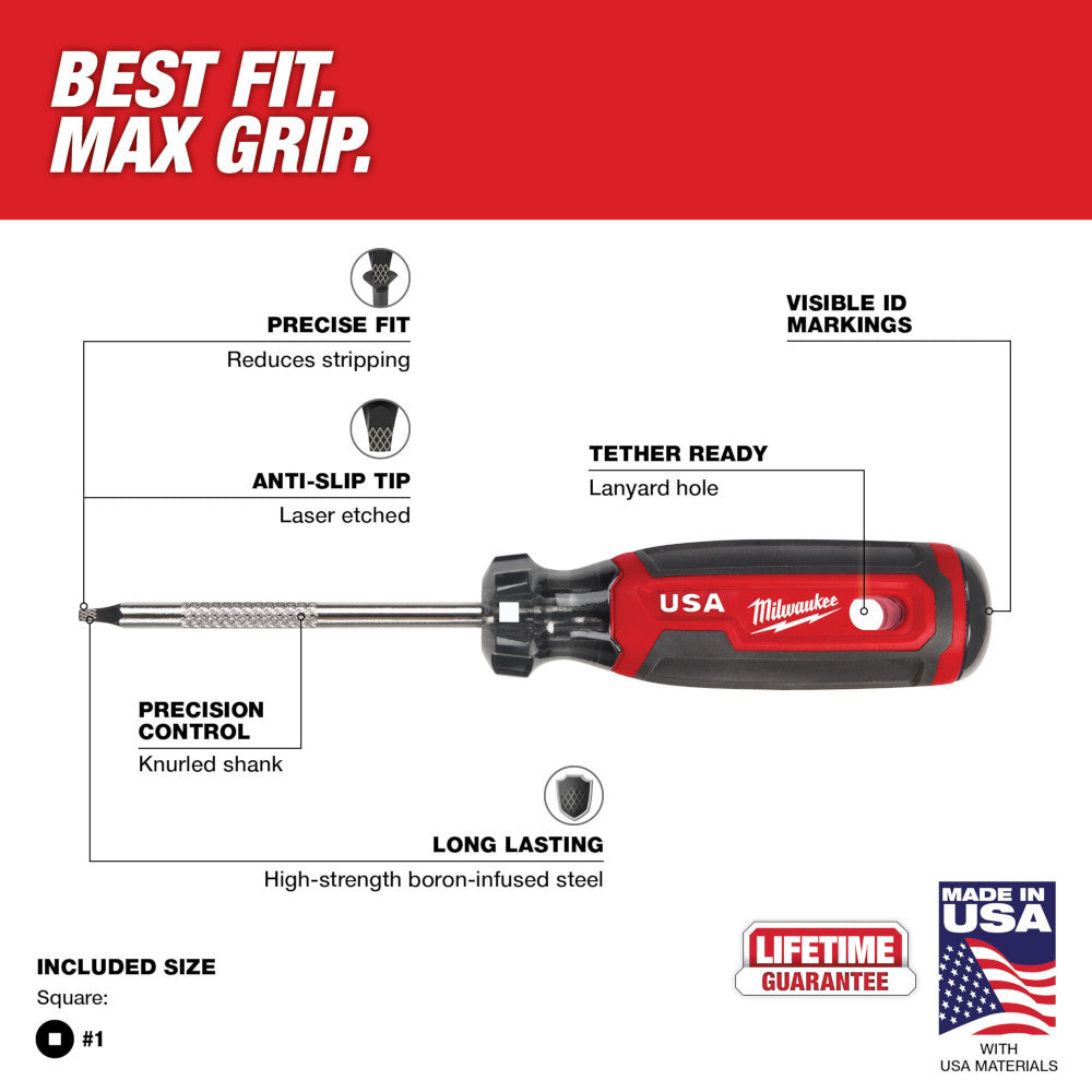 Milwaukee MT217 Cushion Grip 3in x #1 Square Screwdriver