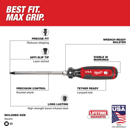 Milwaukee MT219 Cushion Grip 6in x #3 Square Screwdriver
