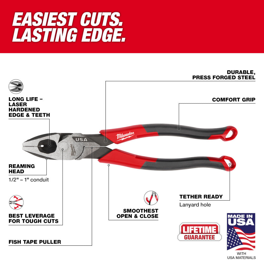 Milwaukee MT550 9in Lineman's Comfort Grip Pliers