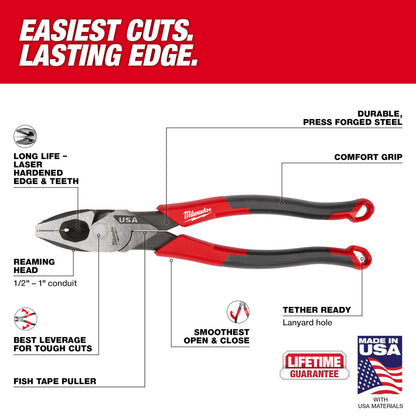 Milwaukee MT550 9in Lineman's Comfort Grip Pliers