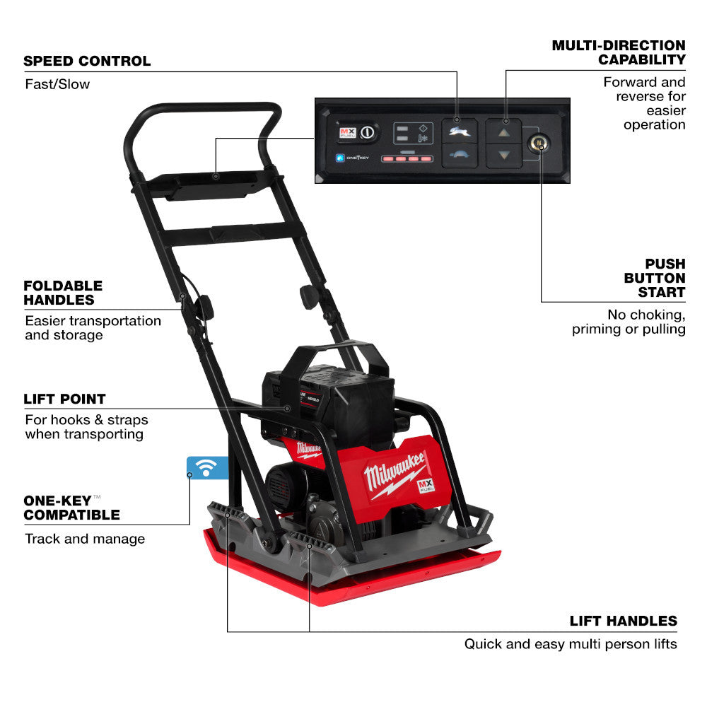 Milwaukee MXF220-2HD MX FUEL Cordless Brushless 20in Plate Compactor Kit