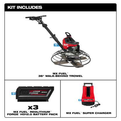 Milwaukee MXF336-3HD MX FUEL Cordless Brushless 36in Walk-Behind Edging Trowel Kit