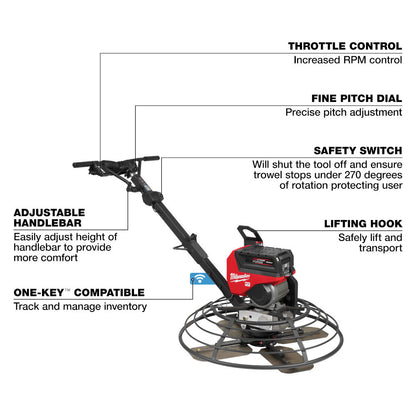 Milwaukee MXF336-3HD MX FUEL Cordless Brushless 36in Walk-Behind Edging Trowel Kit
