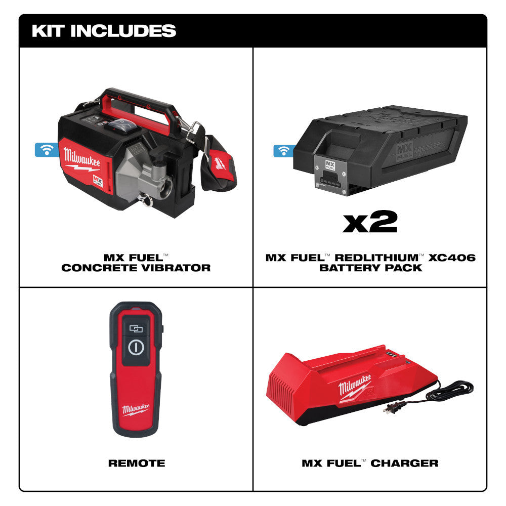 Milwaukee MXF370-2XC MX FUEL Cordless Brushless Concrete Vibrator Kit