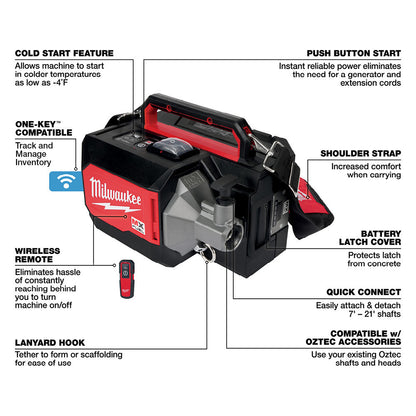 Milwaukee MXF370-2XC MX FUEL Cordless Brushless Concrete Vibrator Kit