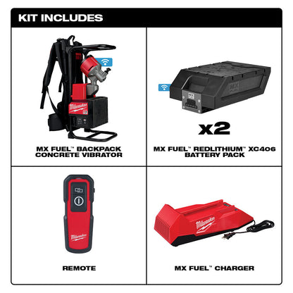 Milwaukee MXF371-2XC MX FUEL Cordless Brushless Backpack Concrete Vibrator Kit