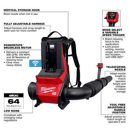 Milwaukee MXF600-0 MX FUEL Cordless Brushless Backpack Blower (Tool Only)