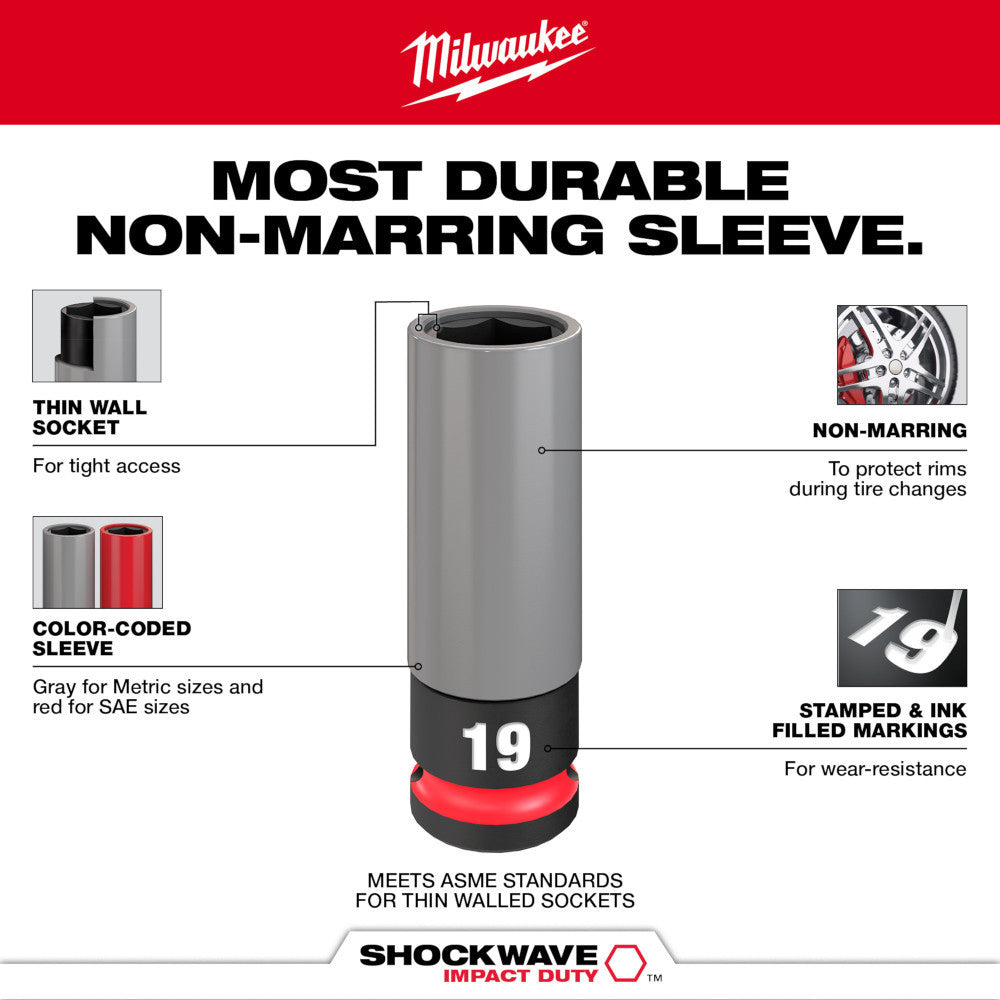 Milwaukee 49-66-7831 SHOCKWAVE Impact Duty 5pc 1/2in SAE/Metric Lug Nut Wheel Socket Set
