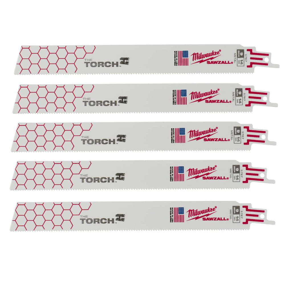 Milwaukee 48-00-5787 SAWZALL THE TORCH 9in 14 TPI Metal Demolition Blades - 5pk