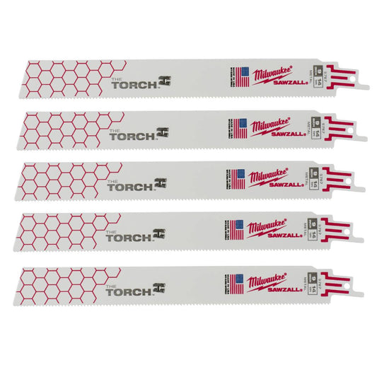 Milwaukee 48-00-5787 SAWZALL THE TORCH 9in 14 TPI Metal Demolition Blades - 5pk