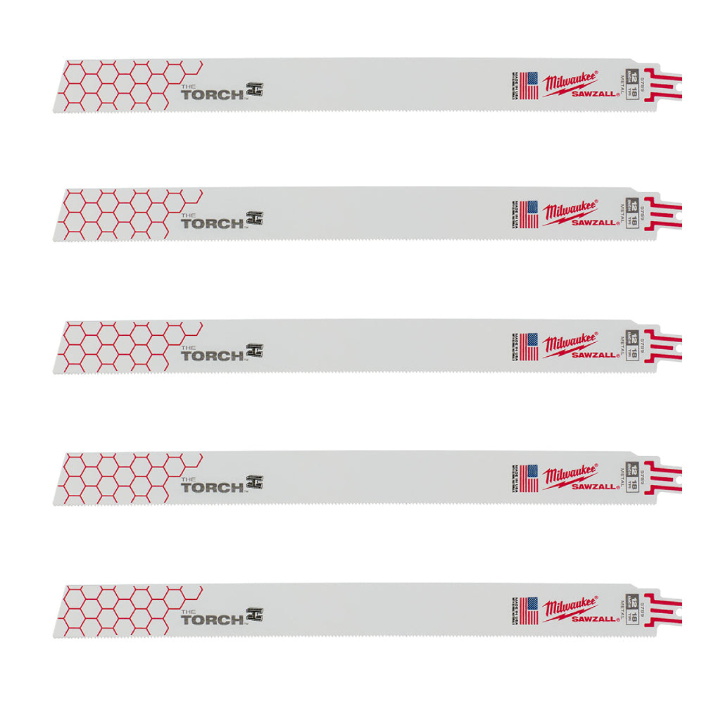 Milwaukee 48-00-5789 SAWZALL THE TORCH 12in 18 TPI Metal Demolition Blades - 5pk