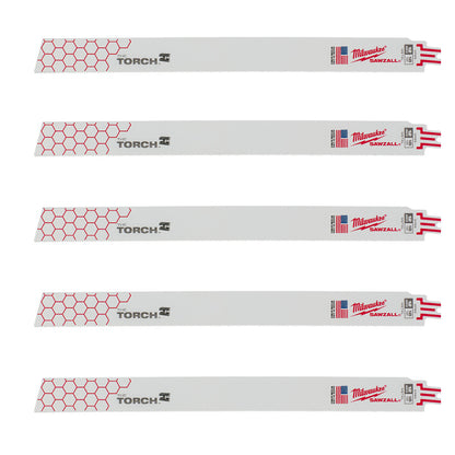 Milwaukee 48-00-5789 SAWZALL THE TORCH 12in 18 TPI Metal Demolition Blades - 5pk
