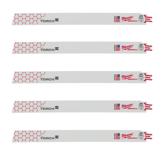 Milwaukee 48-00-5789 SAWZALL THE TORCH 12in 18 TPI Metal Demolition Blades - 5pk