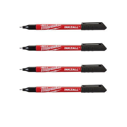 Milwaukee 48-22-3164 INKZALL Black Ultra Fine Point Pens - 4pk
