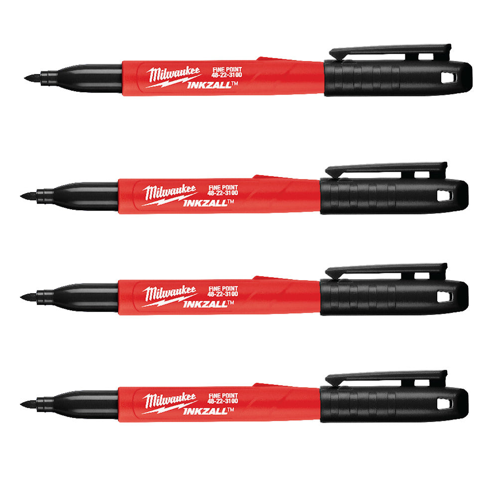 Milwaukee 48-22-3104 INKZALL Black Fine Point Jobsite Markers - 4pk