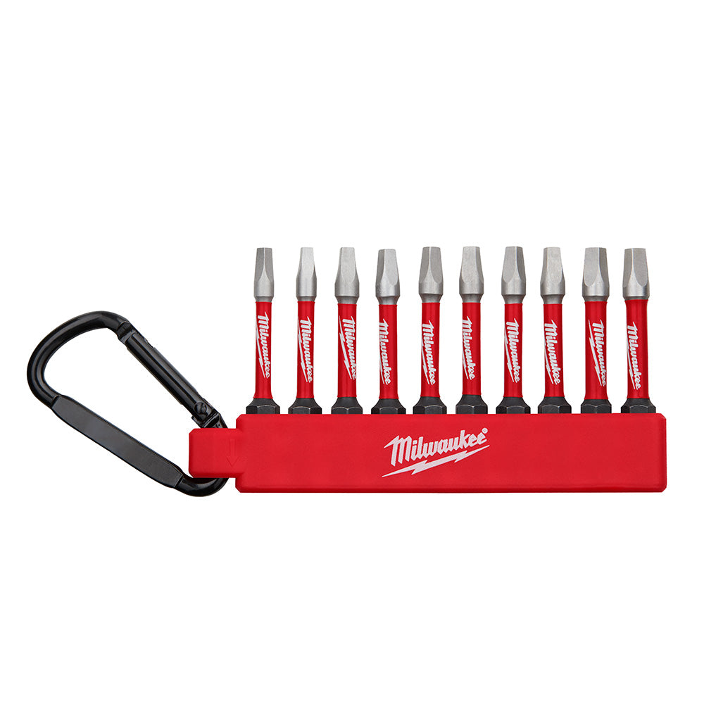Milwaukee 48-32-4090 10pc SHOCKWAVE Square Driver Bit Set with Carabiner