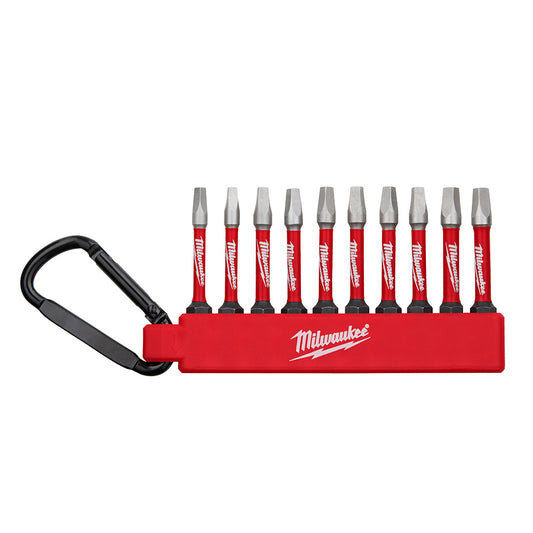 Milwaukee 48-32-4090 10pc SHOCKWAVE Square Driver Bit Set with Carabiner