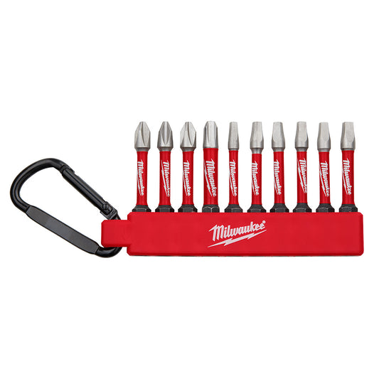 Milwaukee 48-32-4092 10pc SHOCKWAVE Phillips & Square Driver Bit Set with Carabiner