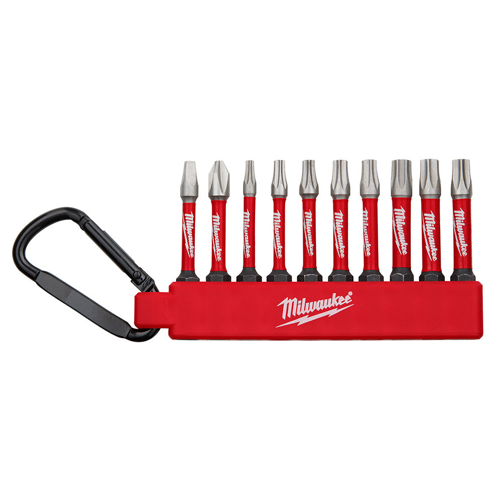 Milwaukee 48-32-4093 10pc SHOCKWAVE (TORX / PH / SQ) Driver Bit Set with Carabiner