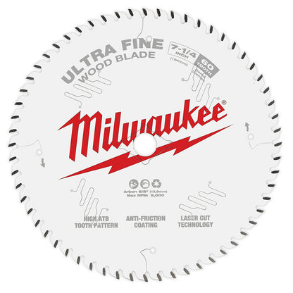 Milwaukee 48-40-0730 7-1/4in 60T Ultra Fine Finish Circular Saw Blade