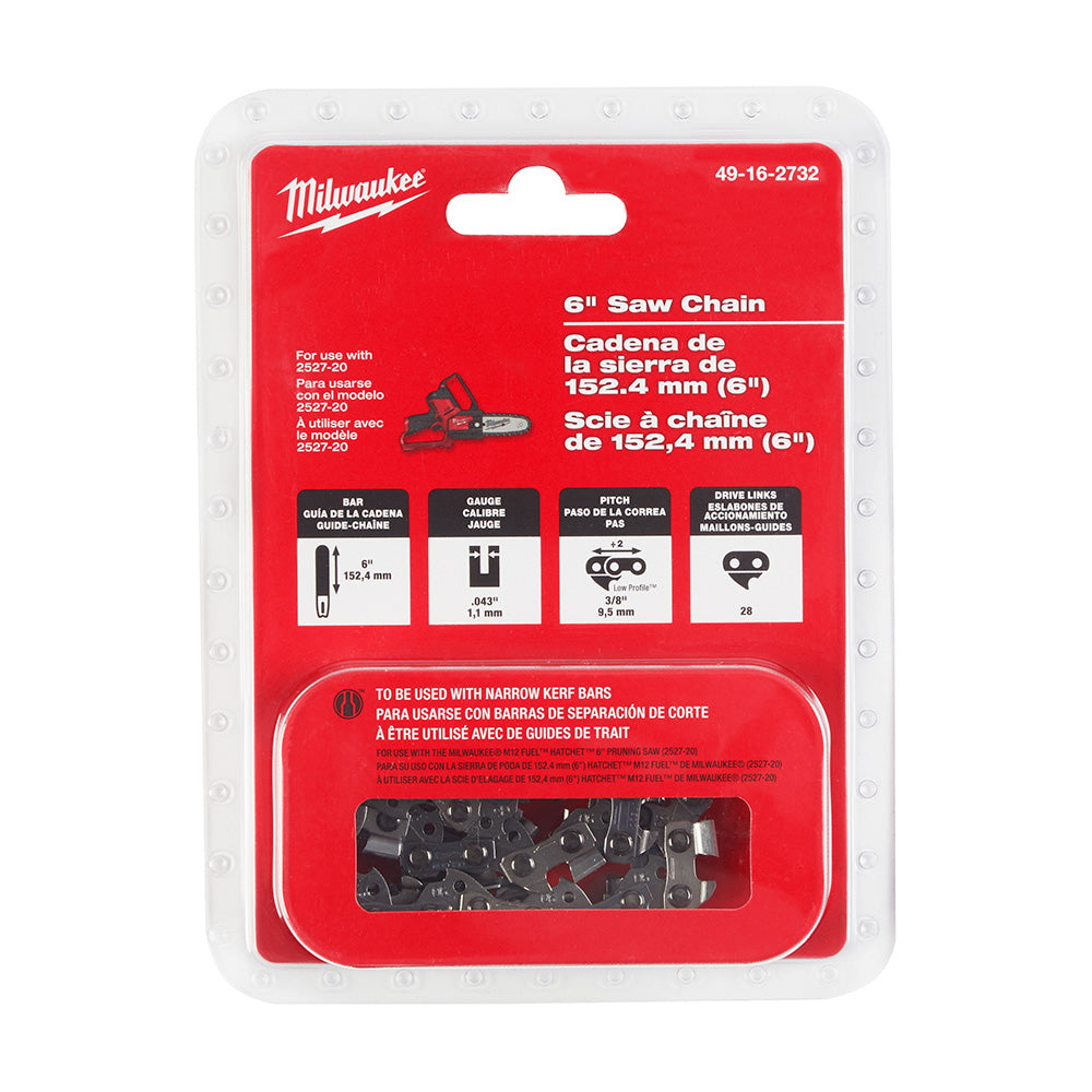 Milwaukee 49-16-2732 M12 FUEL HATCHET 6in Pruning Saw Replacement Chain
