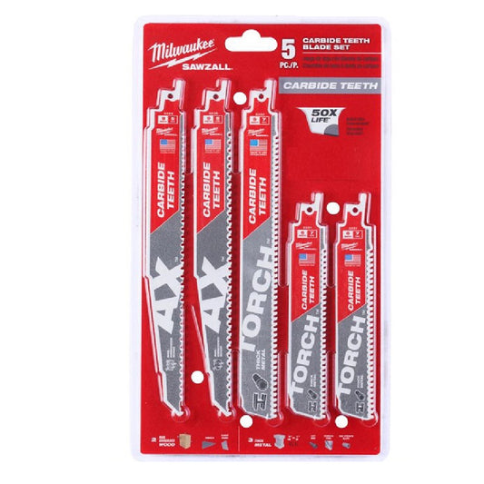 Milwaukee 49-22-3306 5pc SAWZALL Carbide Teeth Reciprocating Saw Blade Set