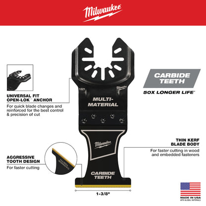 Milwaukee 49-10-9005 OPEN-LOK 3pc Universal Fit Titanium Enhanced Multi-Material Cutting Multi-Tool Oscillating Blade Set