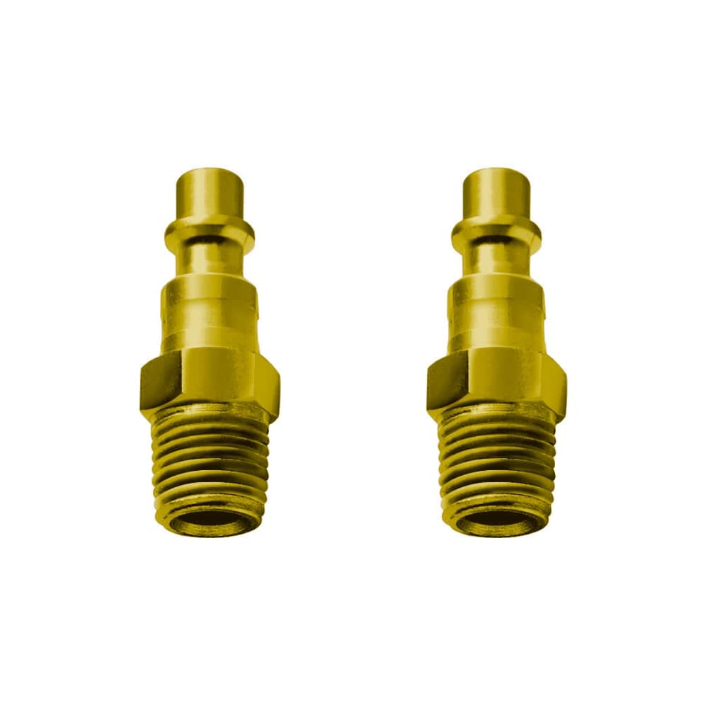 ROK 14905 1/4in M Industrial M-Style Brass Plug - 2pk