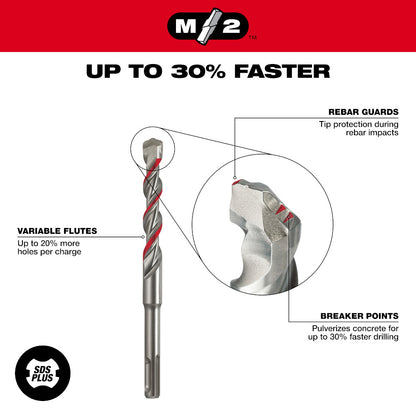 Milwaukee 48-20-7072 7/8in x 10in x 12in M/2 2-Cutter SDS-Plus Rotary Hammer Drill Bit