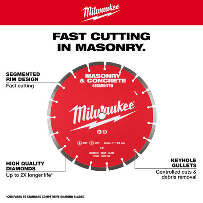 Milwaukee 49-93-9314 14in Segmented Masonry & Concrete Diamond Blade